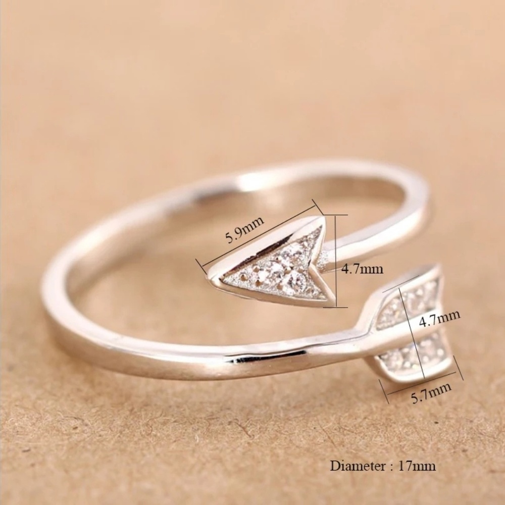LUCCA Silver Arrow Adjustable Ring Stamped 925 - Picture 2 of 7
